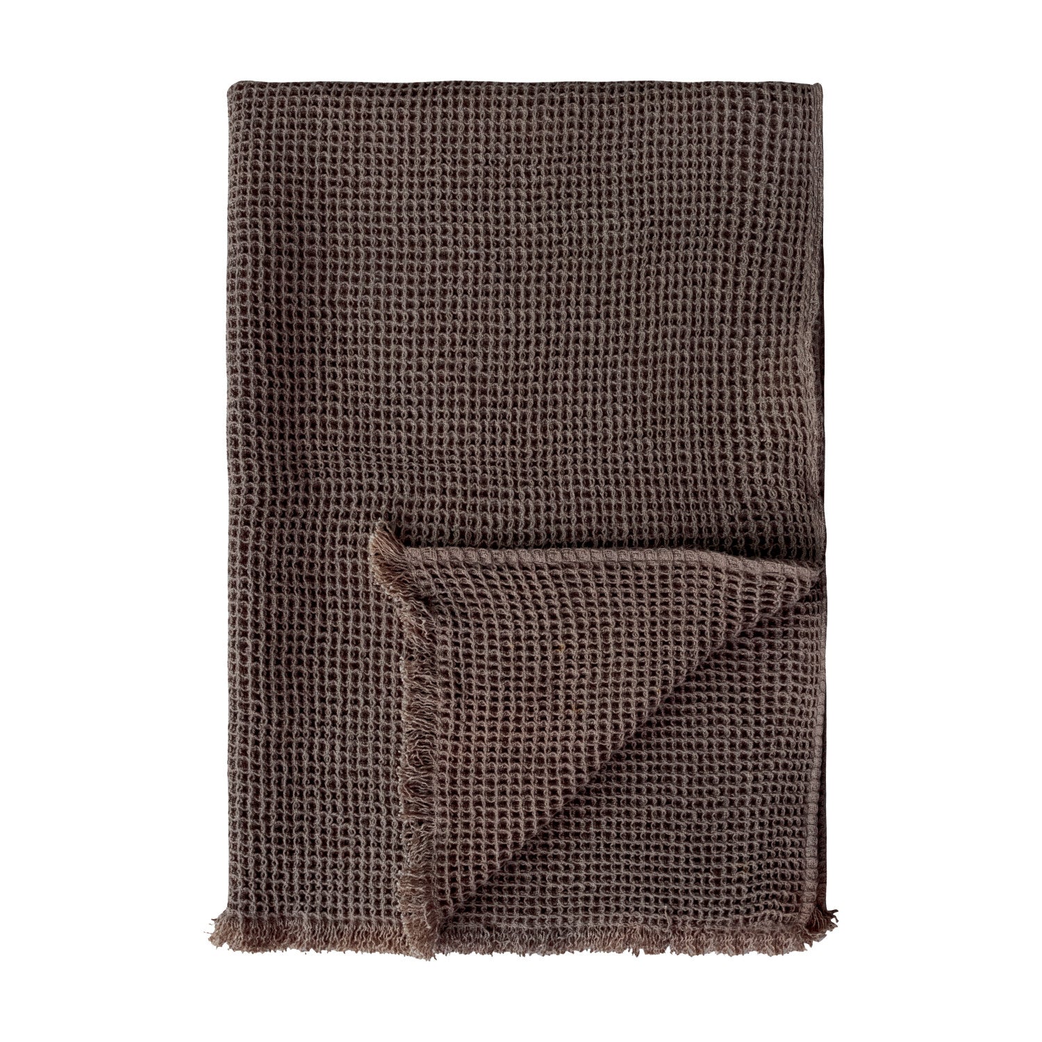 Cotton Waffle Weave Throw with Eyelash Fringe
