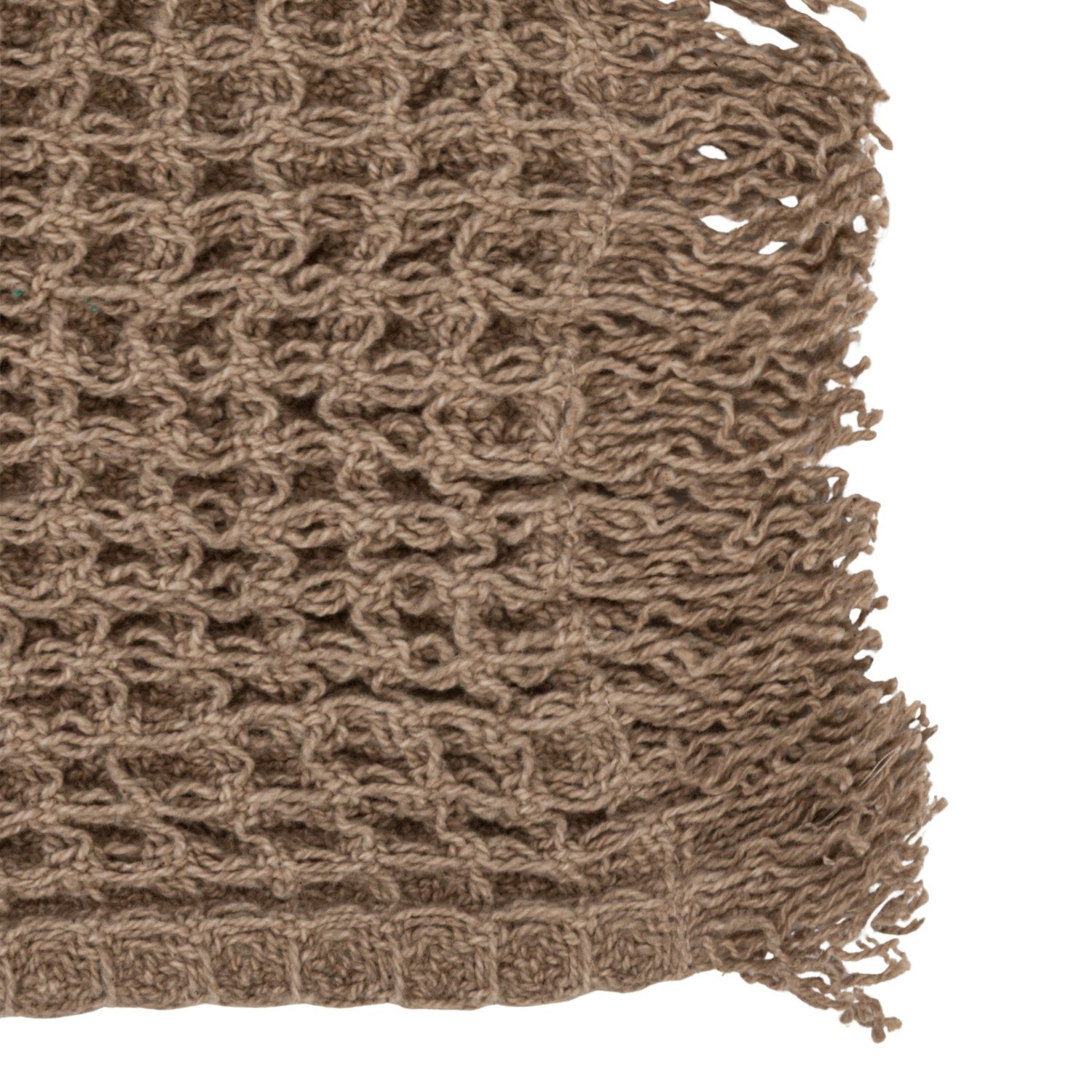 Cotton Waffle Weave Throw with Eyelash Fringe