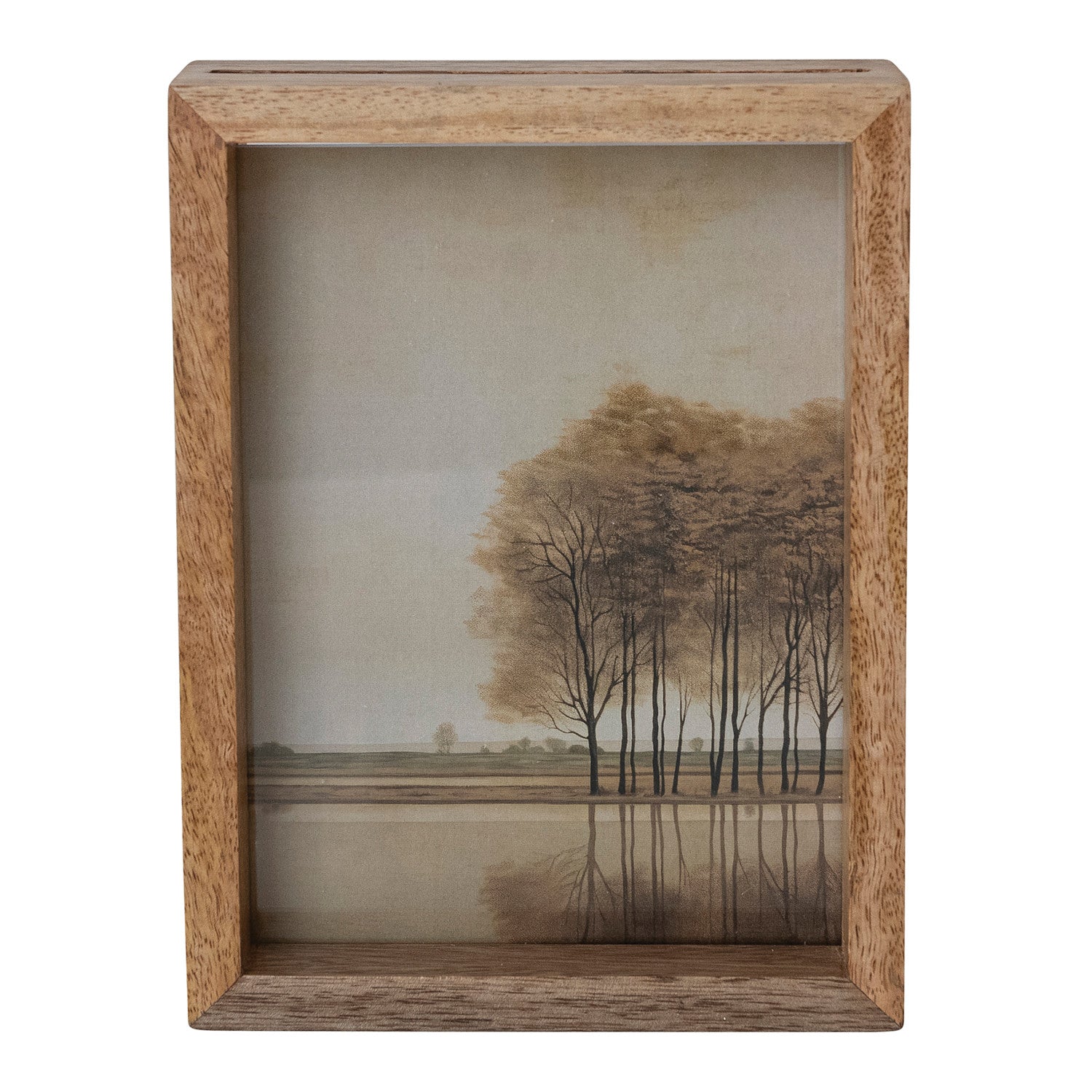 Mango Wood & Glass Floating Two-Sided Photo Frame 5x7