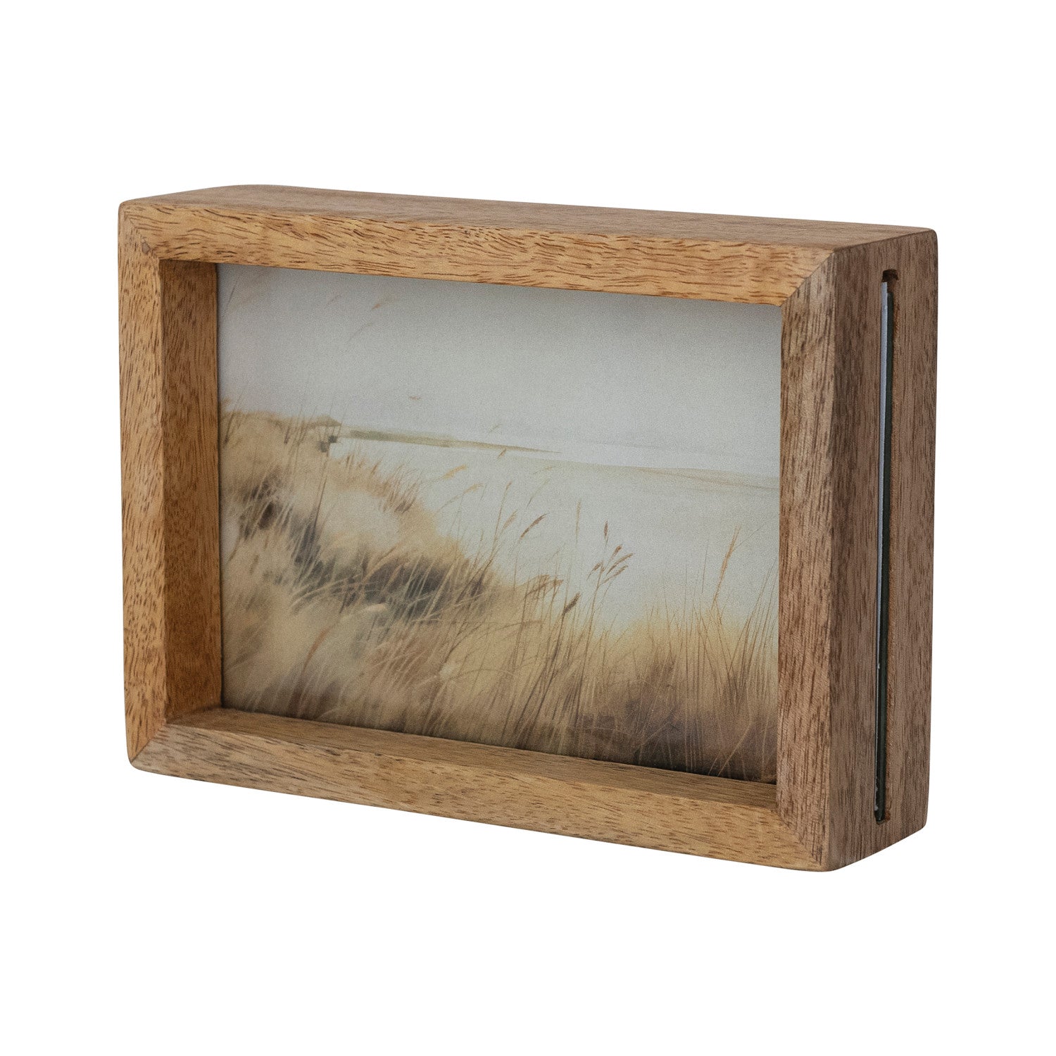 Mango Wood & Glass Floating Two-Sided Photo Frame 4x6