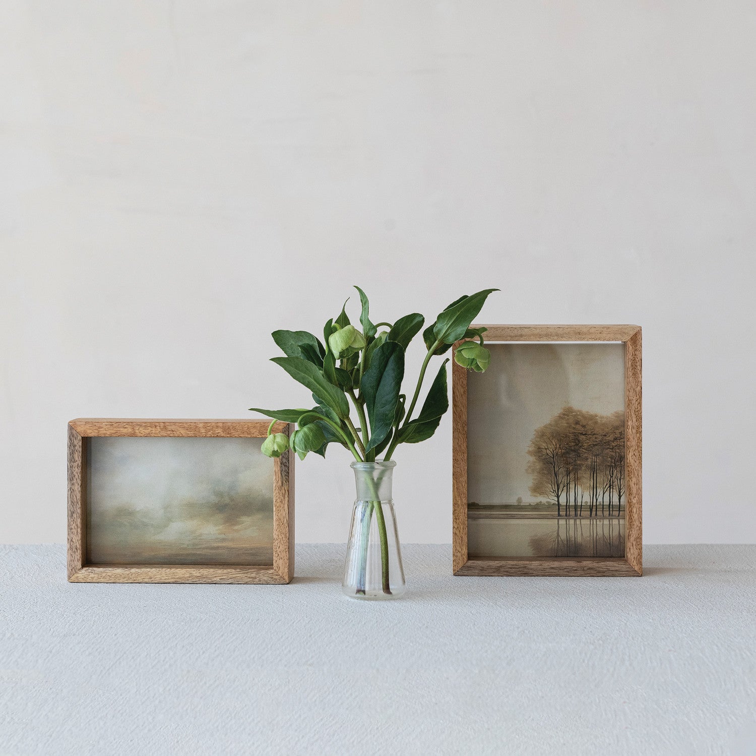 Mango Wood & Glass Floating Two-Sided Photo Frame 4x6