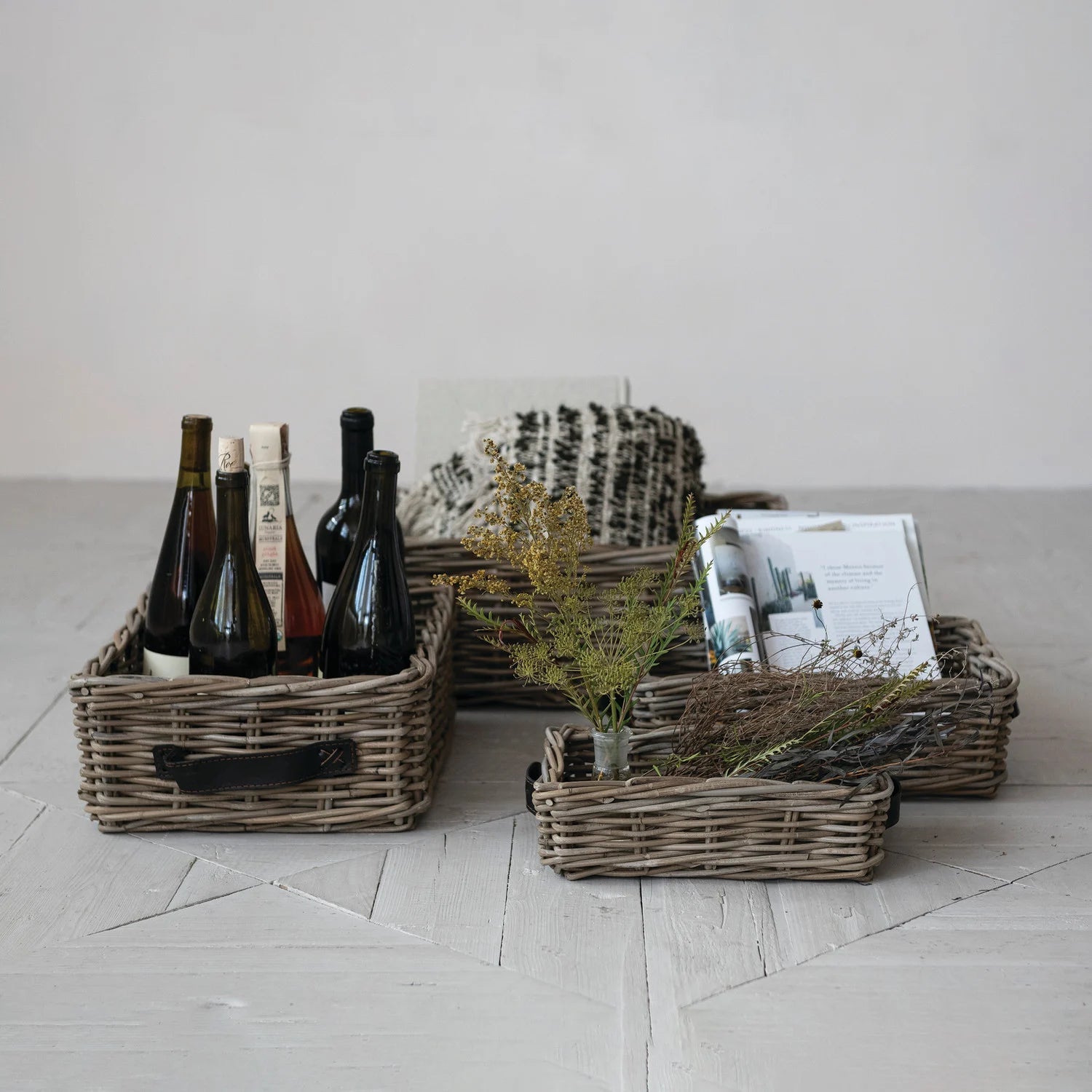 Extra Large Grey Washed Basket with Handles