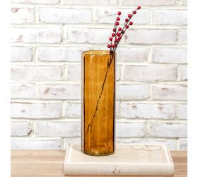 11 Inch Amber Glass Vase