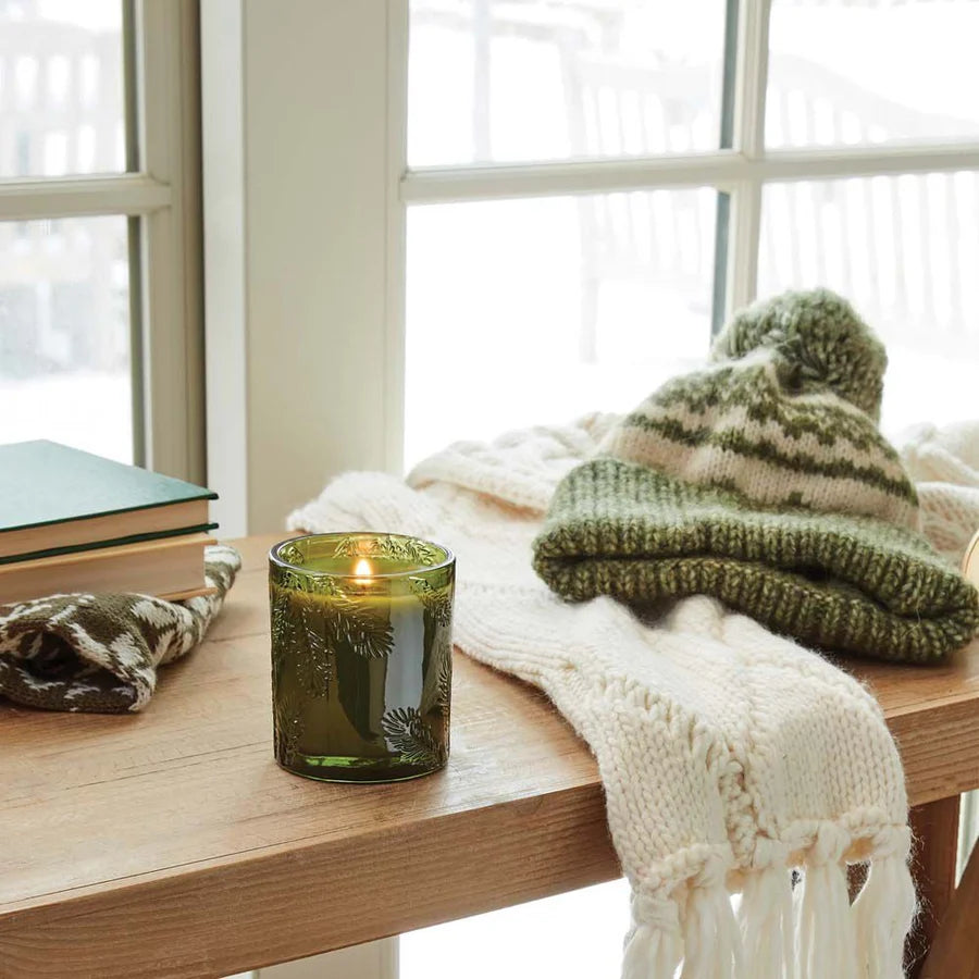 Frasier Fir Poured Candle- Molded Green Glass