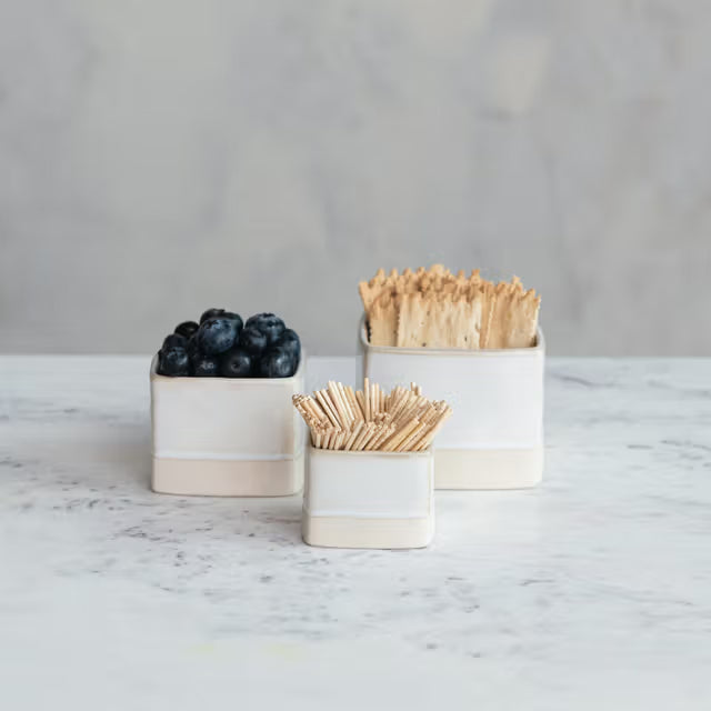 Set of Three Stoneware Stacking Bowls
