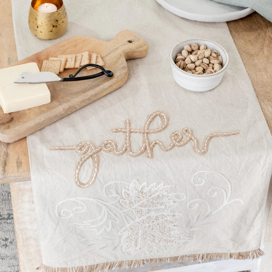 72″ Beige Gather Table Runner