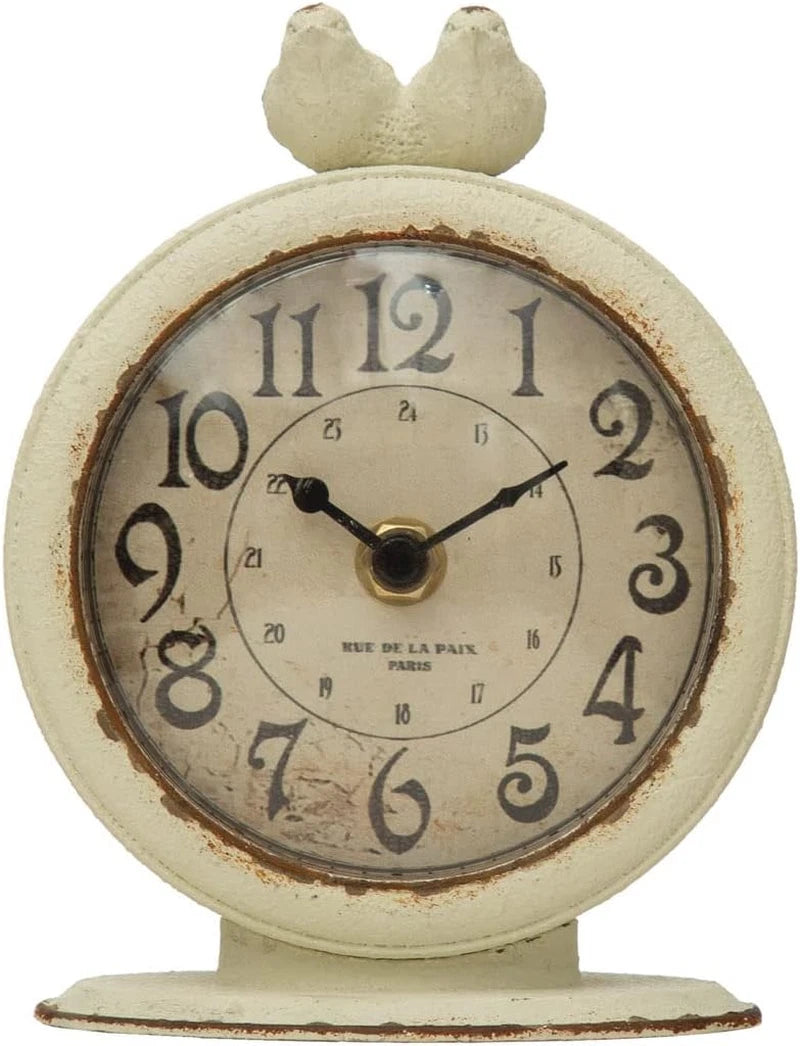 Pewter Mantel Clock with Birds