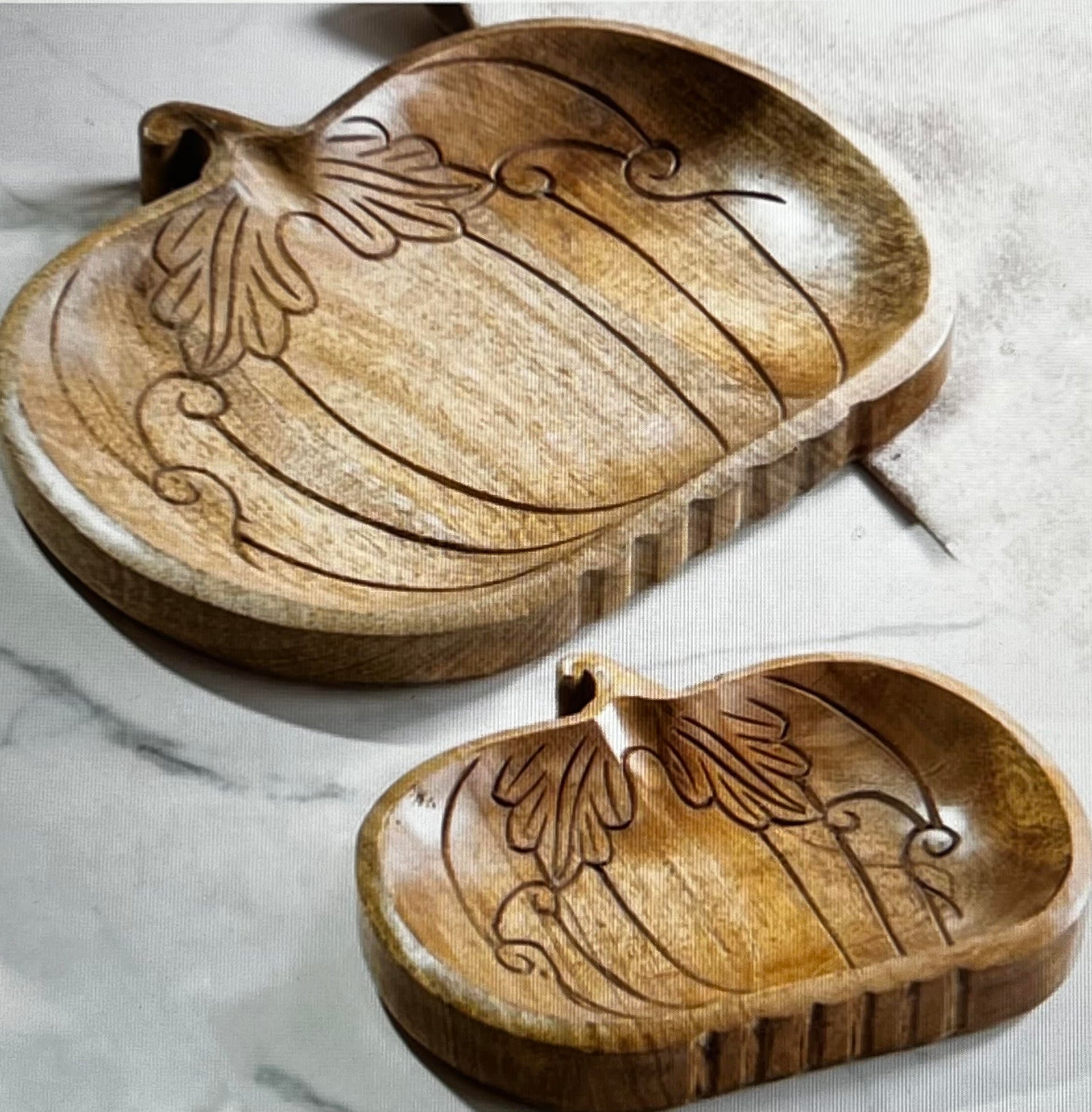 Large Wooden Pumpkin Platter