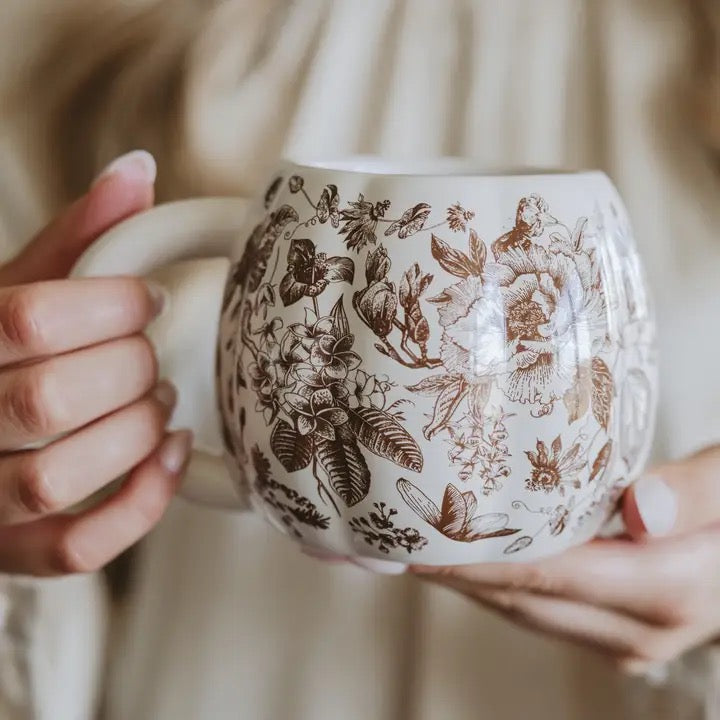 Brown Delft Pumpkin Coffee Mug