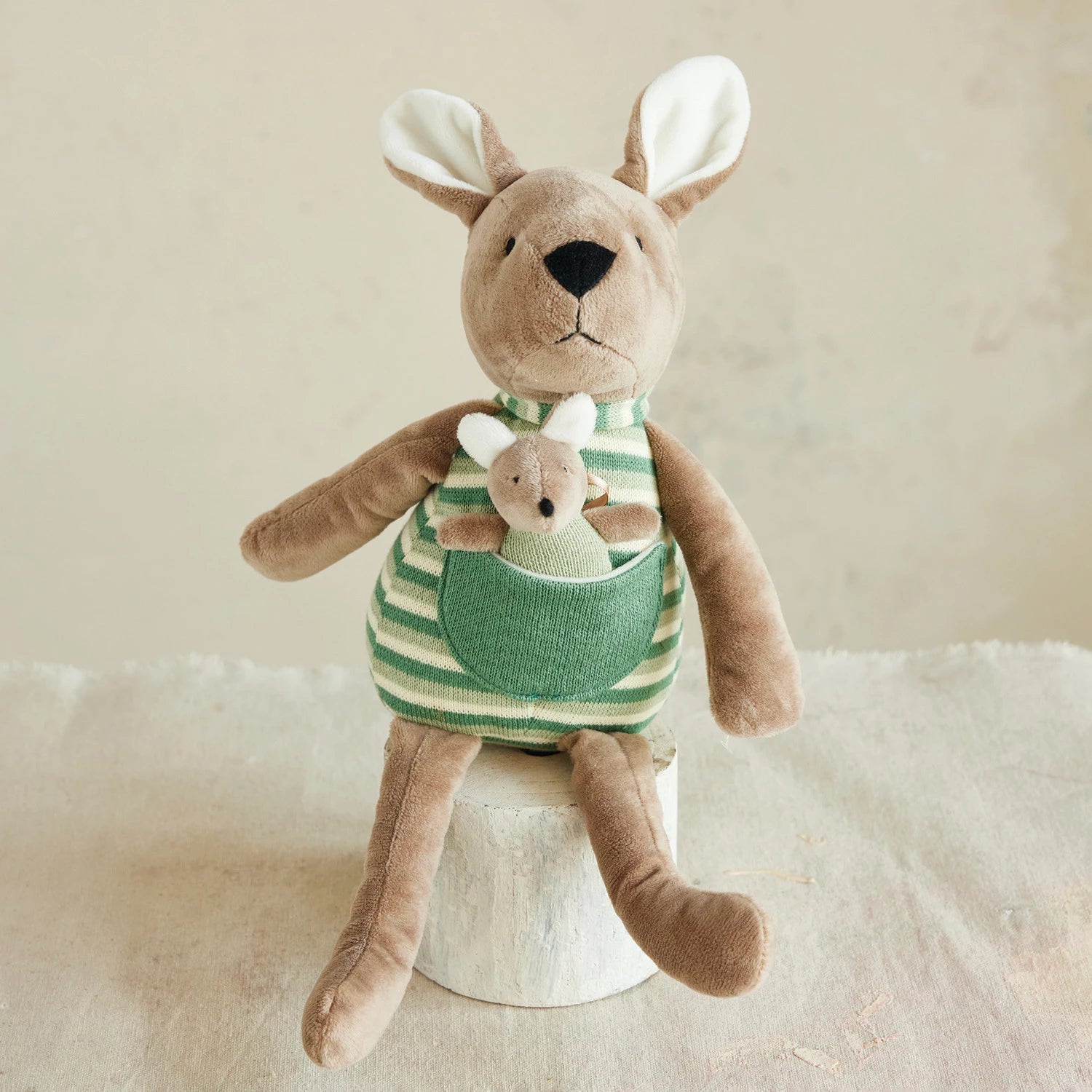 Plush Kangaroo Toy with Joey in Pouch